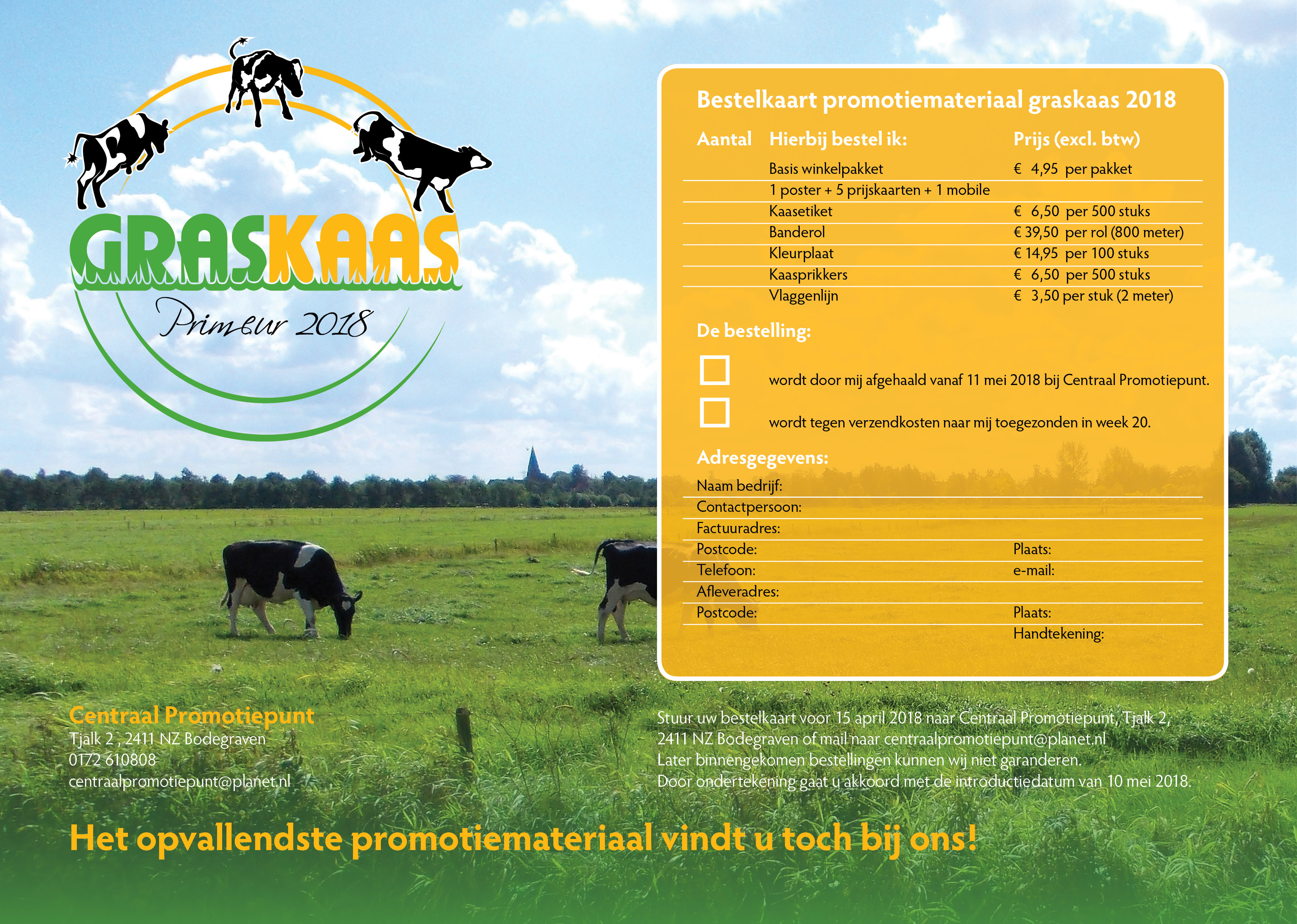 Graskaas Primeur 2018 promotieartikelen